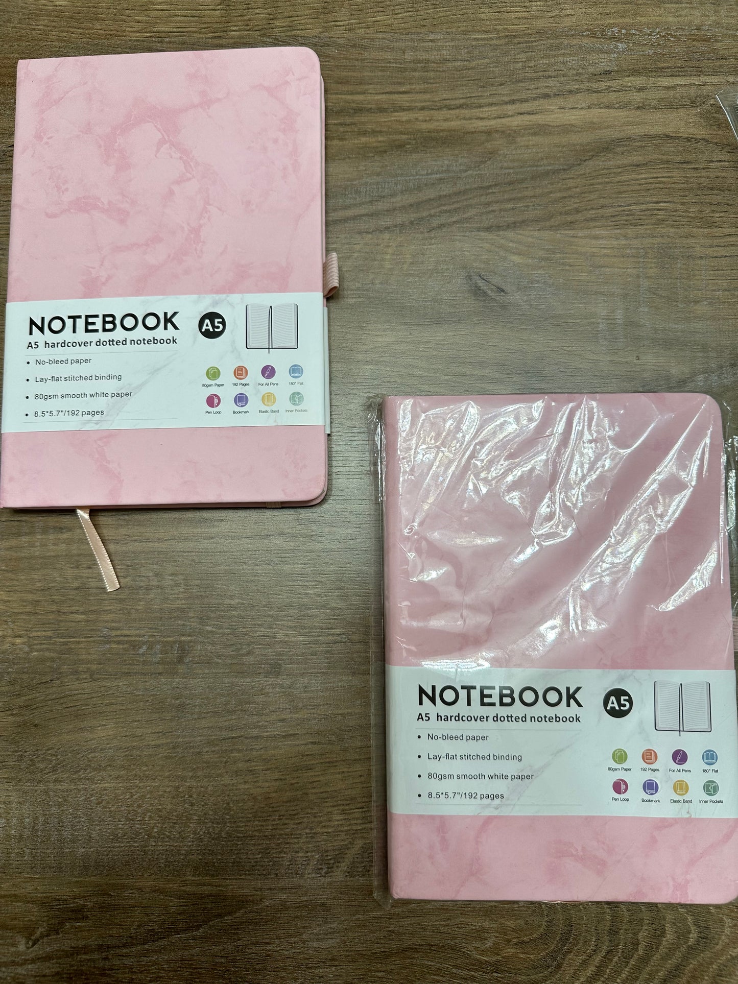 Hardcover pink marble notebook