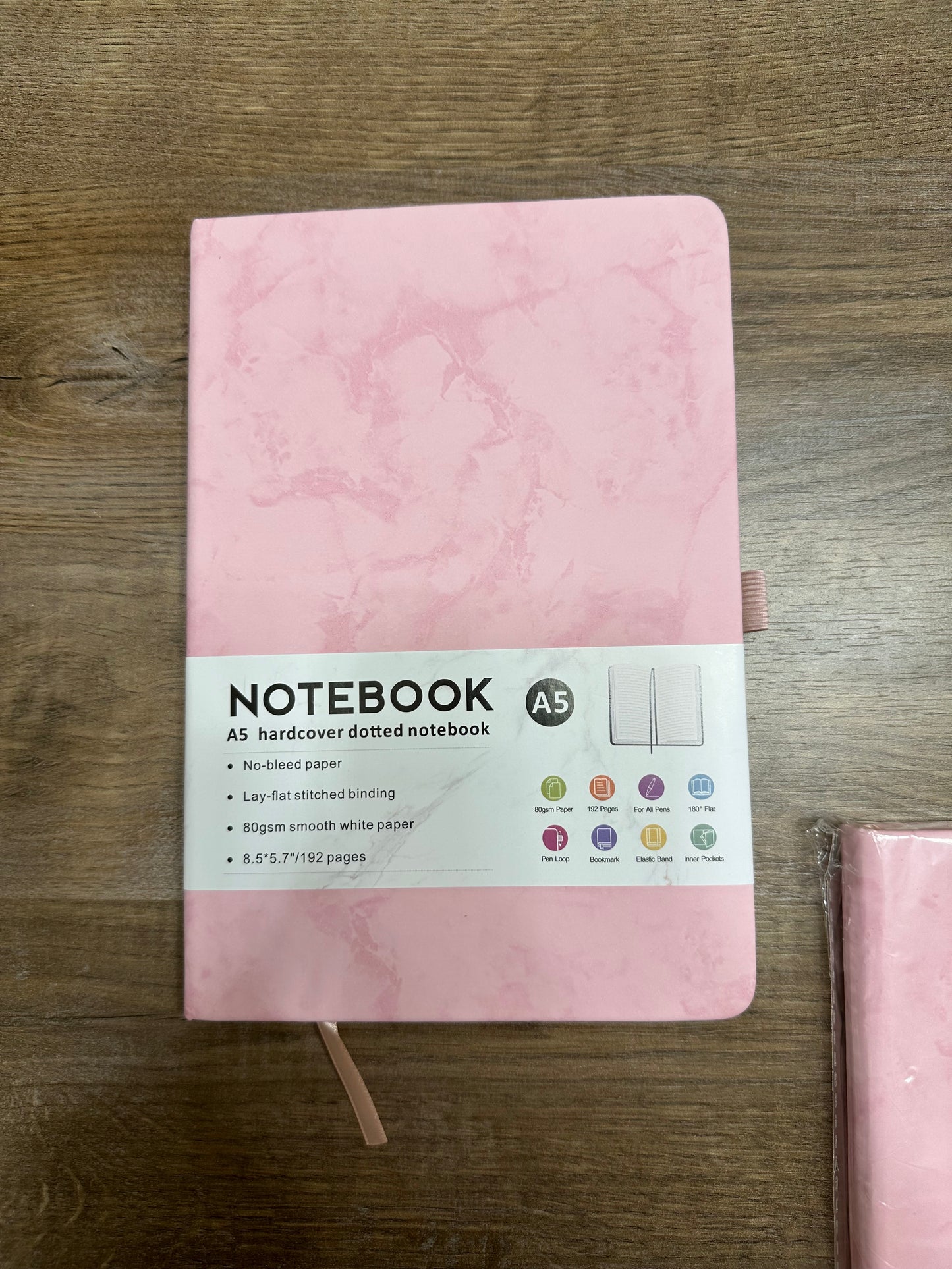 Hardcover pink marble notebook