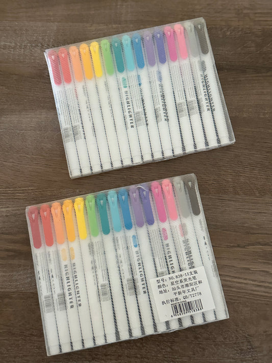Essential highlighter set (15 colors- double sided)